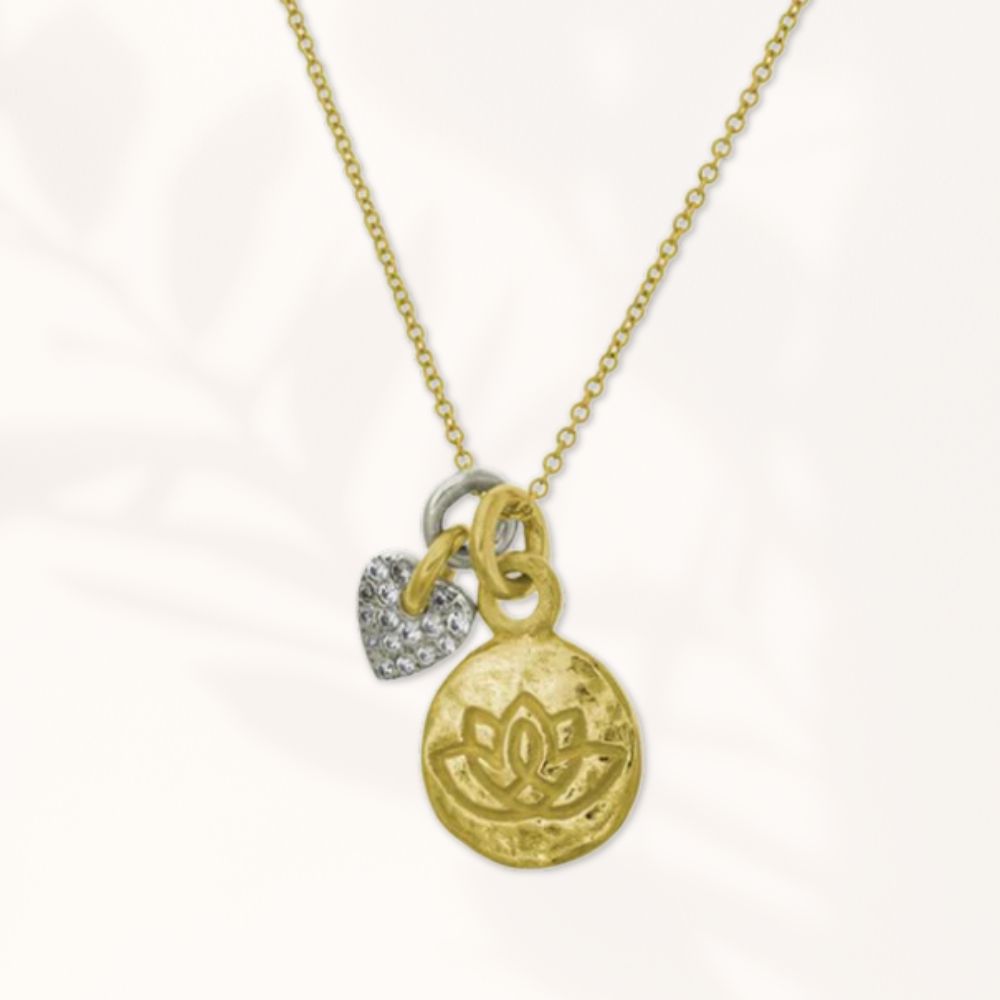 Two-Tone Living Beauty Double Charm Thunderheart Necklace