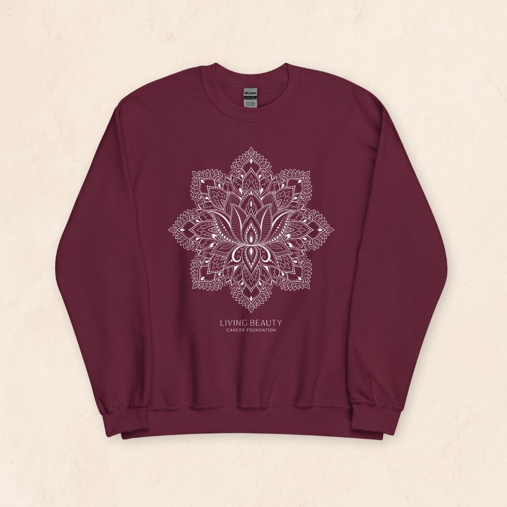 Unisex Mandala Sweatshirt (White on Maroon)