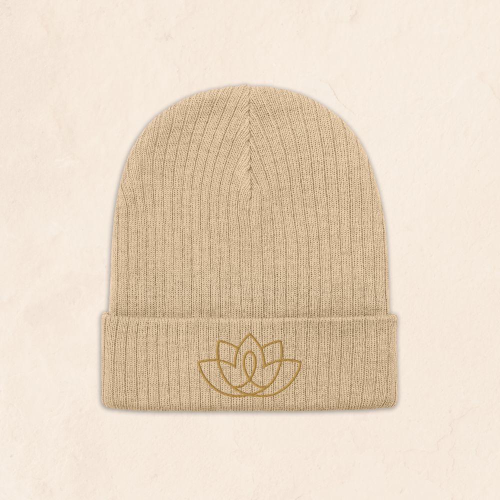 Embroidered Ribbed Knit Beanie