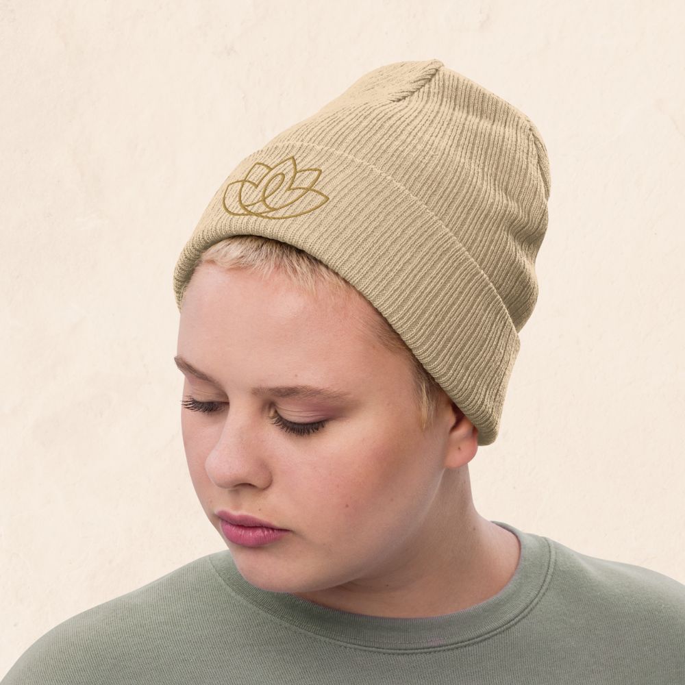 Embroidered Ribbed Knit Beanie