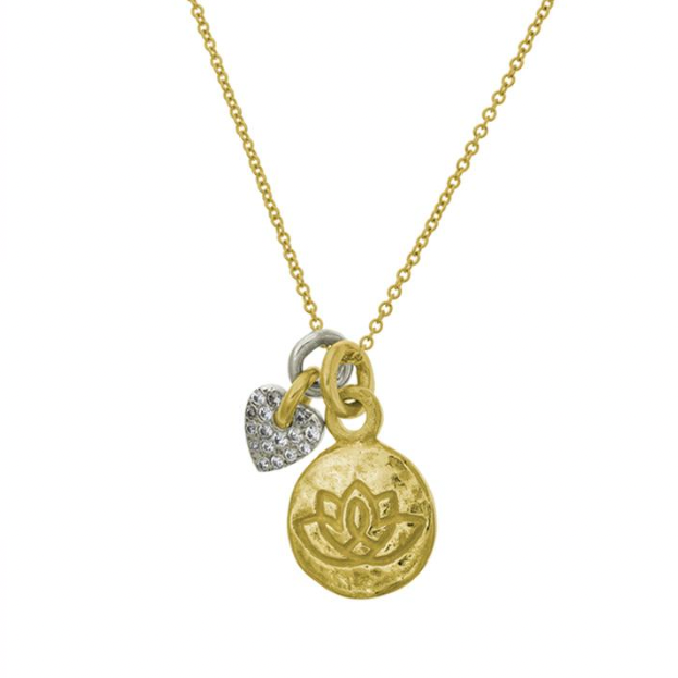 Two-Tone Living Beauty Double Charm Thunderheart Necklace